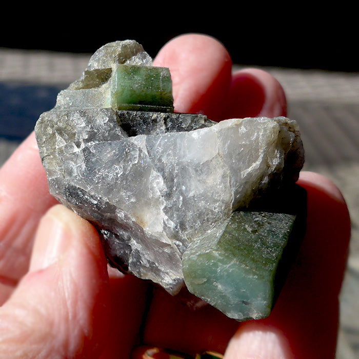 Emerald Rods in Heavy Metal and Quartz Matrix