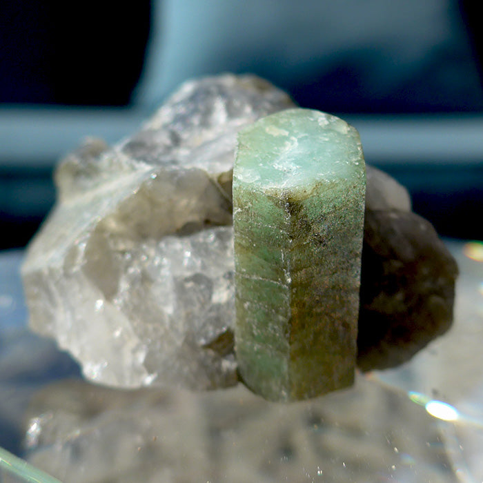 Emerald Rods in Heavy Metal and Quartz Matrix