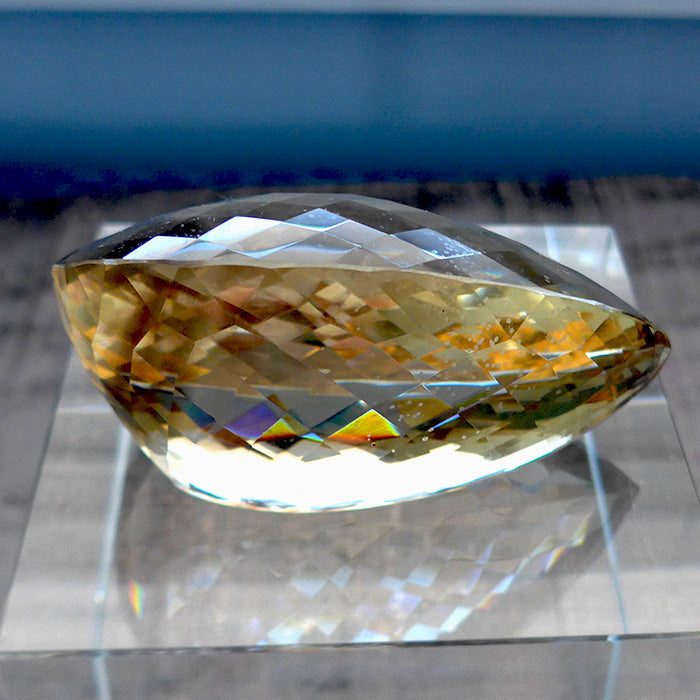 Massive Citrine Checkerboard Faceted Pear Shaped Gemstone