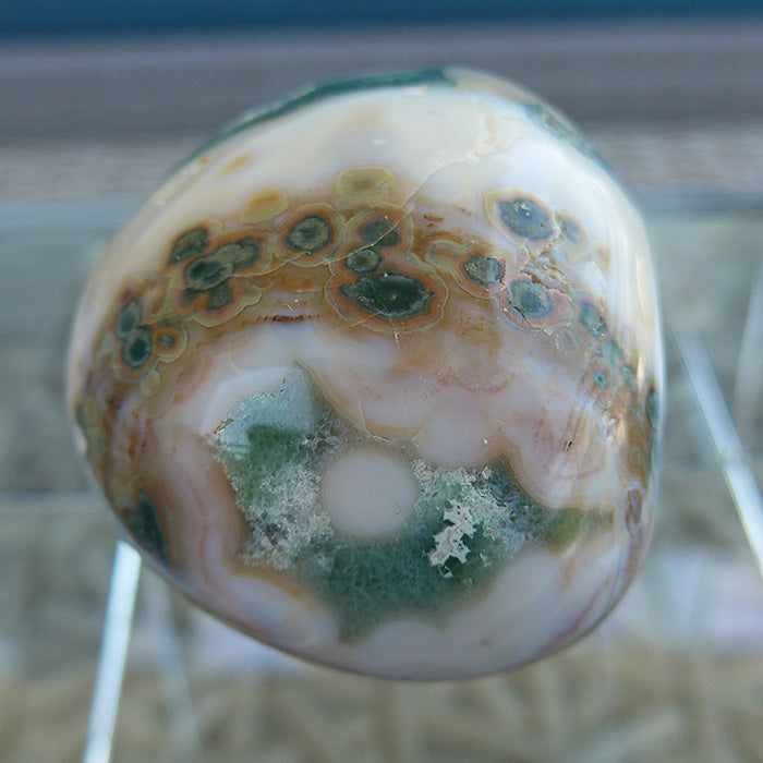 Green Banded Ocean Jasper Egg with Druzy Windows
