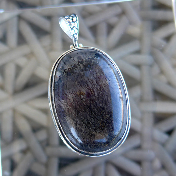 Large Oval Espiritu Santo Rutilated Amethyst Pendant