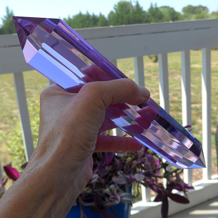 Super Size 6/12 Sided Trichroic Lavender Quartz Vogel Wand by Kings Amao
