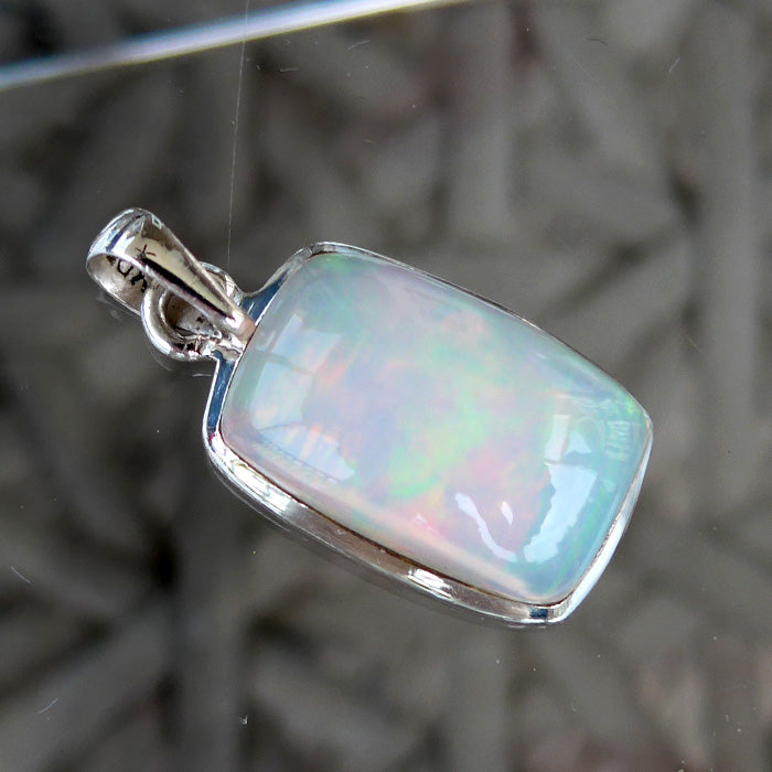 Lovely Flashing Ethiopian Opal Rectangular Cabochon Pendant