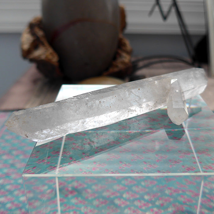 Fat Tibetan Quartz DT Wand with Huge Bridge Crystal