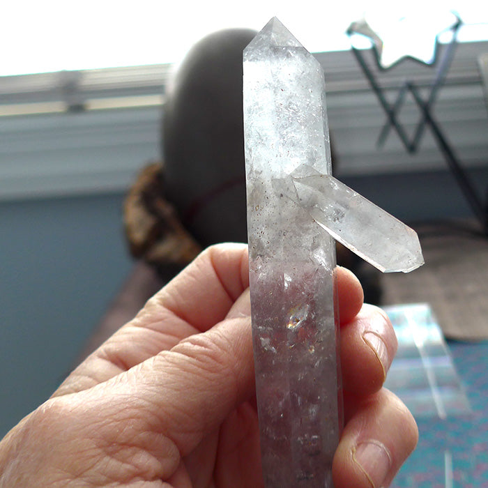 Fat Tibetan Quartz DT Wand with Huge Bridge Crystal