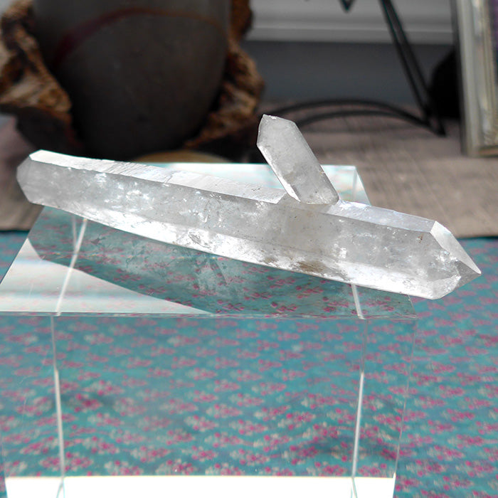 Fat Tibetan Quartz DT Wand with Huge Bridge Crystal