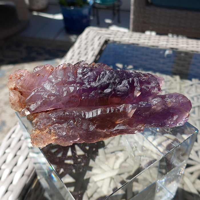 Large Multi Terminated Twin Rainbow Ametrine Wand