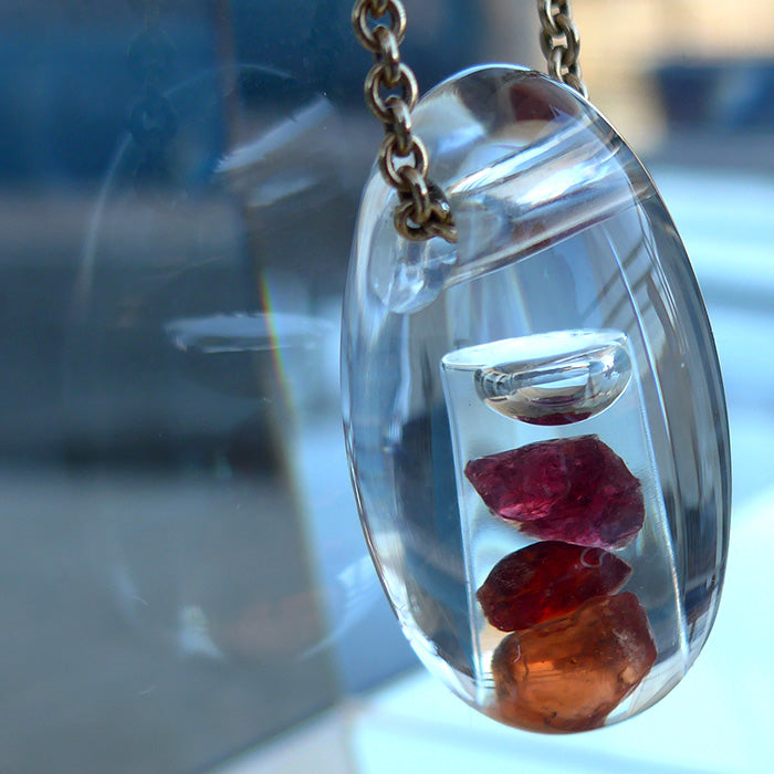 Multi Hued Navajo Garnet Waterdrop Pendant by Brian Cook