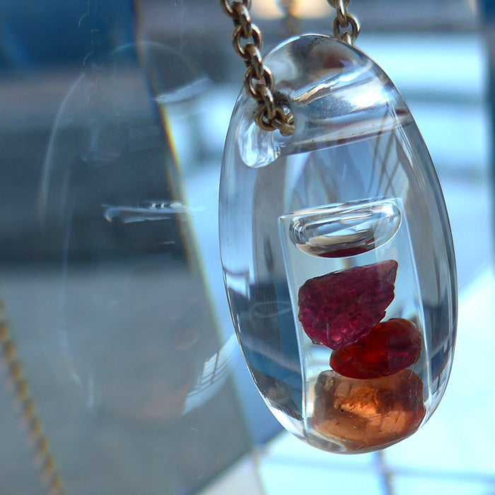 Multi Hued Navajo Garnet Waterdrop Pendant by Brian Cook