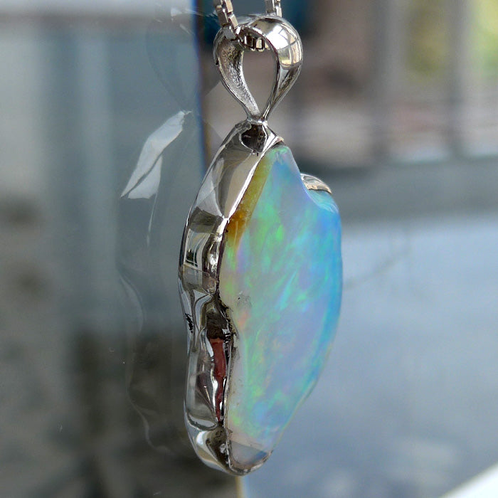 Freeform Blue Green Pink Opal Pendant