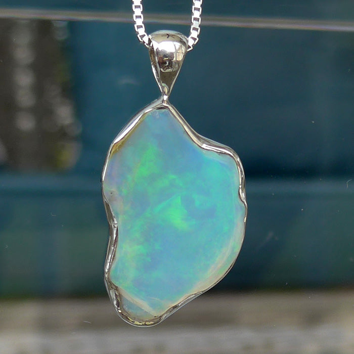 Freeform Blue Green Pink Opal Pendant