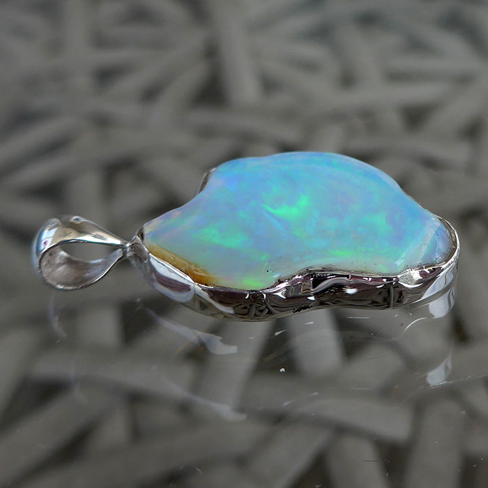 Freeform Blue Green Pink Opal Pendant