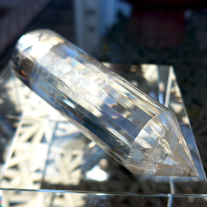 24 Facet Phantom Rainbow Himalayan Quartz Vogel Wand by David Zhuang