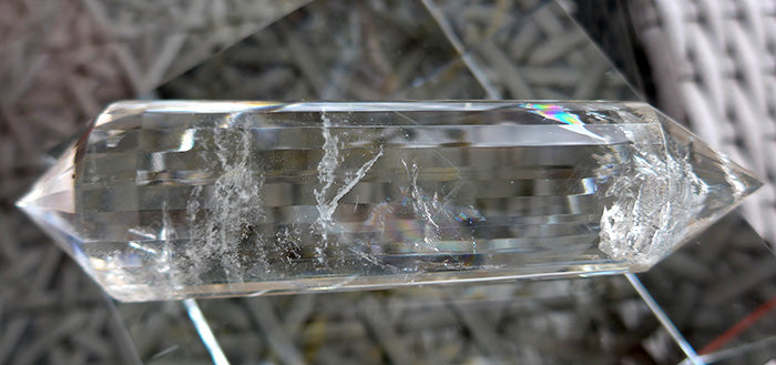 24 Facet Phantom Rainbow Himalayan Quartz Vogel Wand by David Zhuang