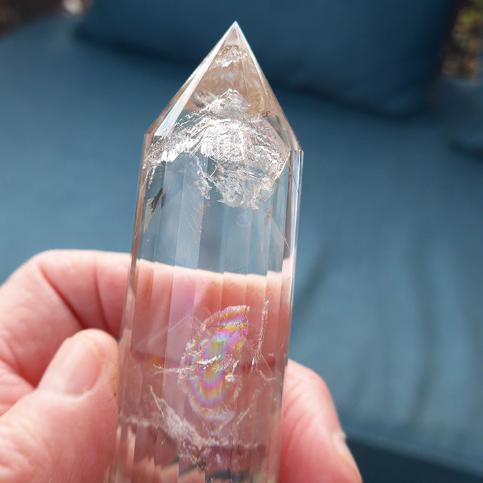 24 Facet Phantom Rainbow Himalayan Quartz Vogel Wand by David Zhuang