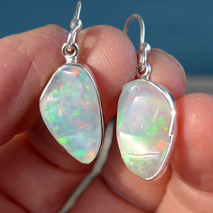 Rainbow Fire Opal Hanging Earrings