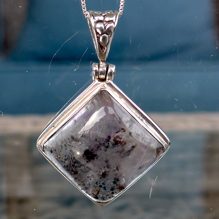 Pale Violet Splash Espiritu Santo Rutilated Amethyst Pendant