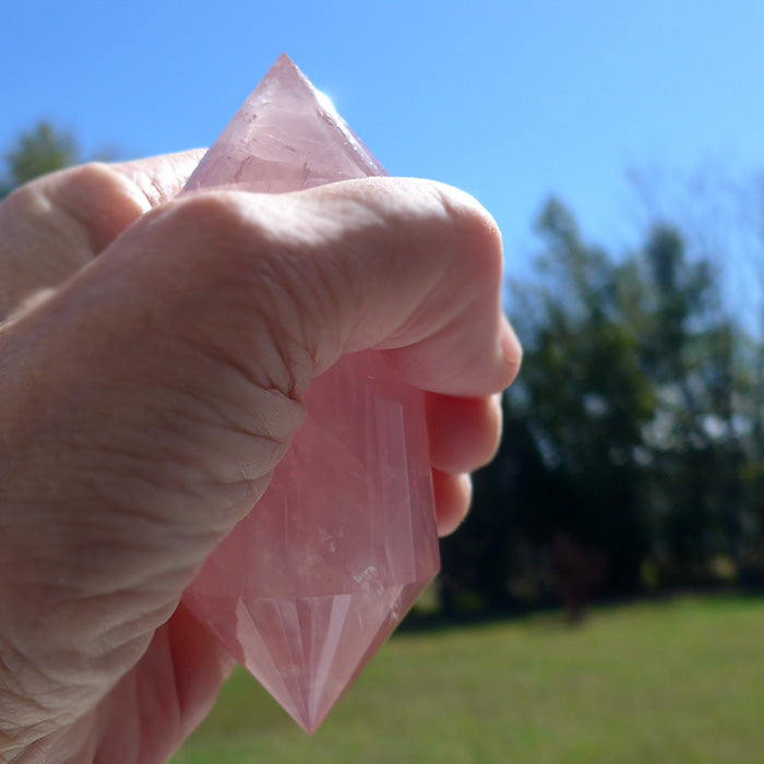 2X DISCOUNT: Compact 48 Sided Rose Quartz Vogel Wand by David Zhuang