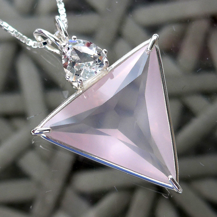 Rose Quartz Angelic Star with Trillion Danburite Crown