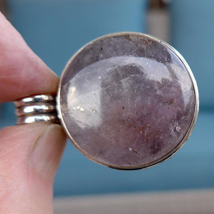 Round Espiritu Santo Rutilated Amethyst Violet Flame Pendant