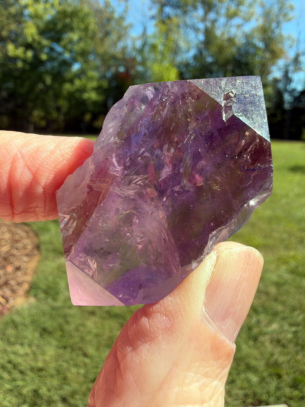 Semi Polished Double Terminated Rainbow Ametrine Nugget