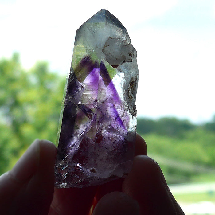 Smoky Brandberg Amethyst Phantom Point with Window Pane