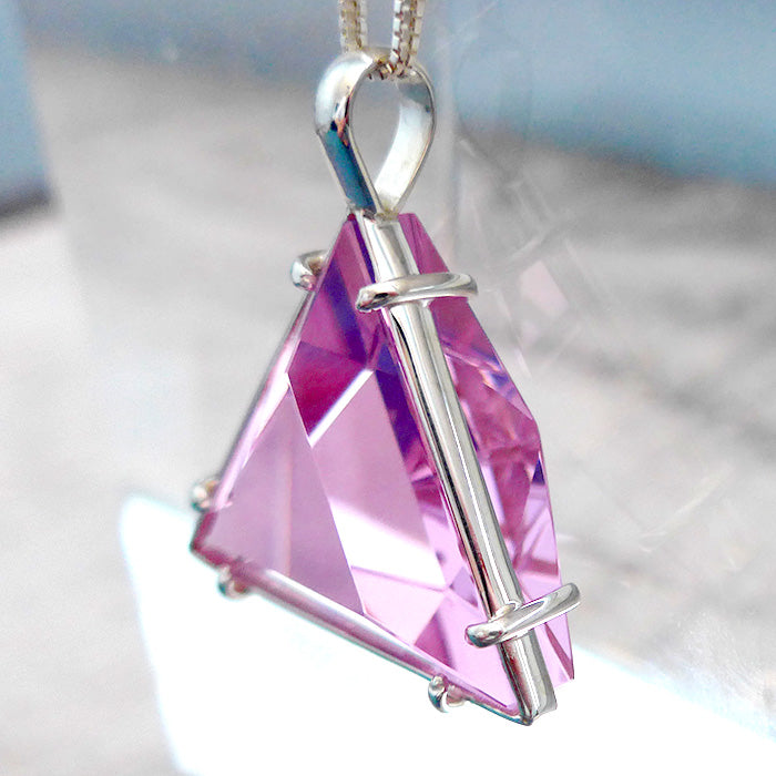 Super Size Non Tarnishing Trichroic Lavender Quartz Star of David Pendant by Kings Amao