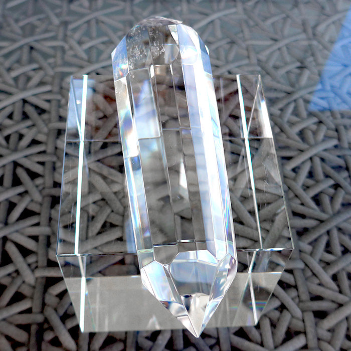 Large Brilliant 12 Sided Optical Quartz Vogel Wand by Lawrence Stoller