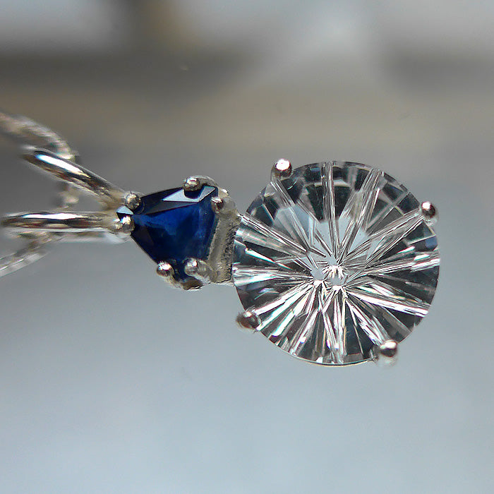 Clear Quartz Super Nova Pendant with Sapphire Crown