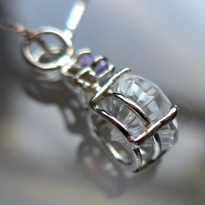 Clear Quartz Super Nova Pendant with Trillion Rose de France Amethyst Crown