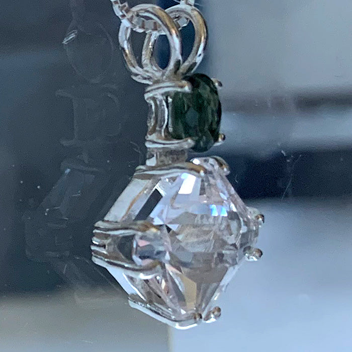 Danburite Mini Magician Stone with Oval Moldavite