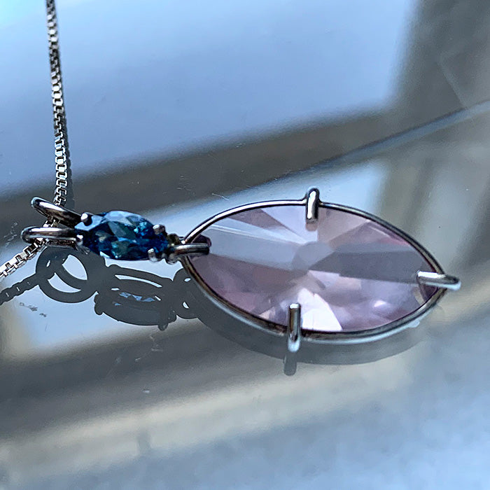 Rose Quartz Infinite Eye Pendant with Large Aquamarine Crown