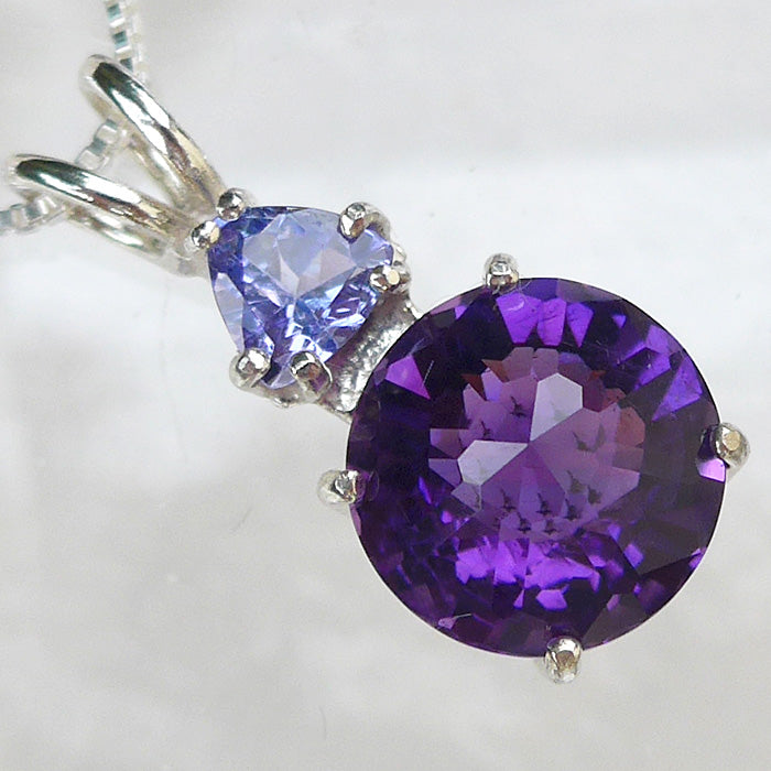 Amethyst Mini Radiant Heart with Trillion Tanzanite