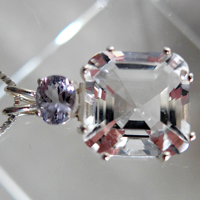 Clear Earth Heart with Oval Violet Spinel Pendant