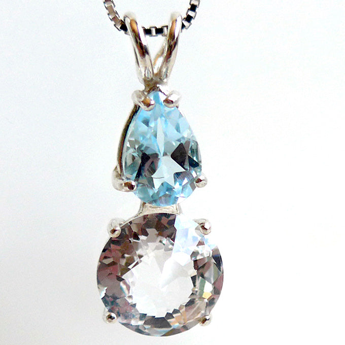 Clear Quartz Mini Radiant Heart with Blue Topaz Teardrop Gemstone Crow