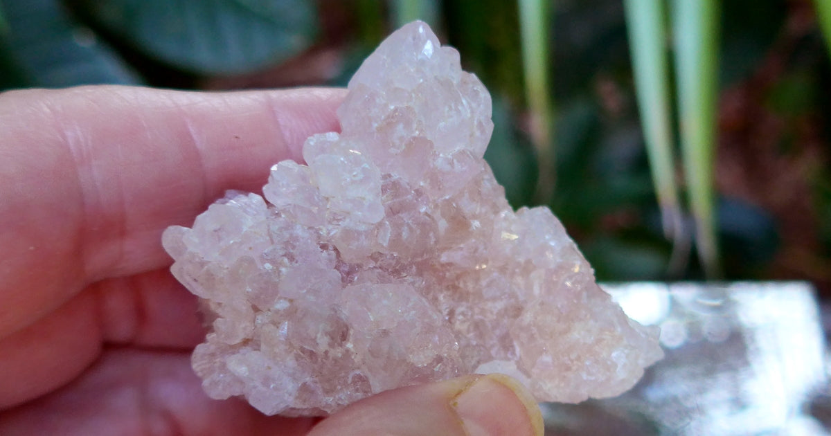 Crystallized Druzy Rose Quartz Elestial Cluster