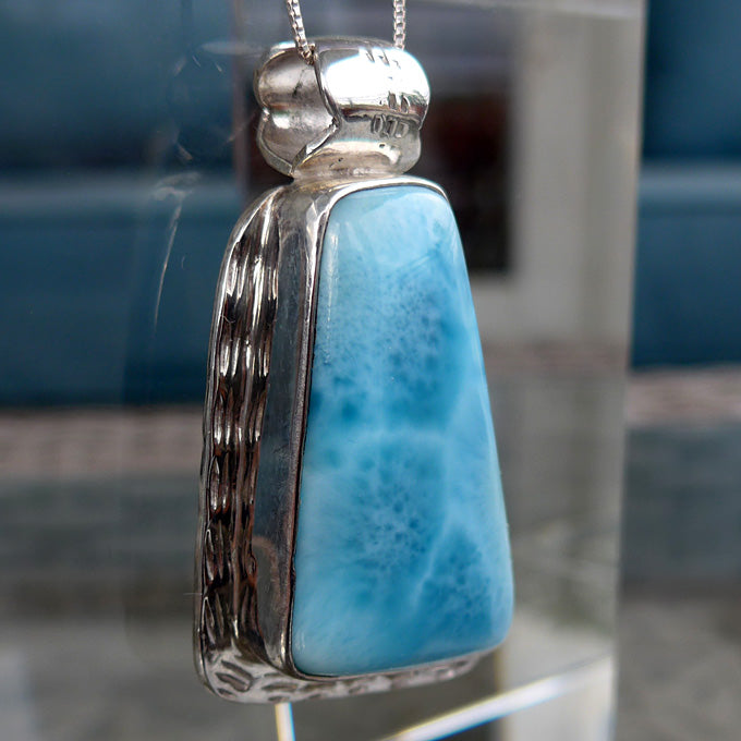 Large Larimar Trapezoid Pendant in Sterling Silver