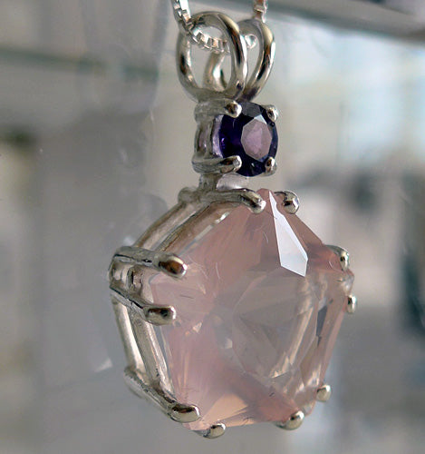 Rose Quartz Star of Venus with Amethyst
