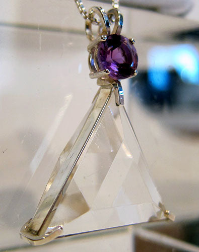 Clear Quartz Star of David Pendant with Amethyst Gemstone Crown