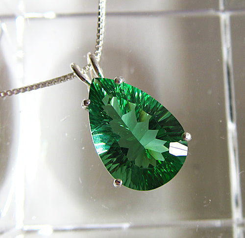 Tibetan Green Obsidian Teardrop Pendant