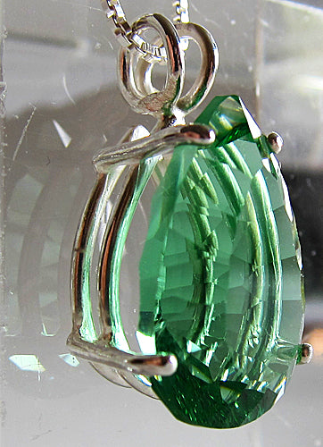 Tibetan Green Obsidian Teardrop Pendant