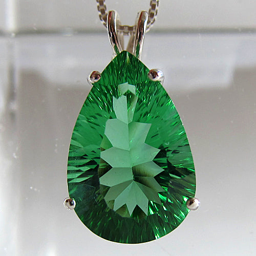 Tibetan Green Obsidian Teardrop Pendant