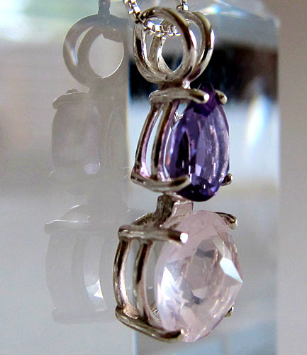 Rose Quartz Mini Radiant Heart with Amethyst Teardrop Crown