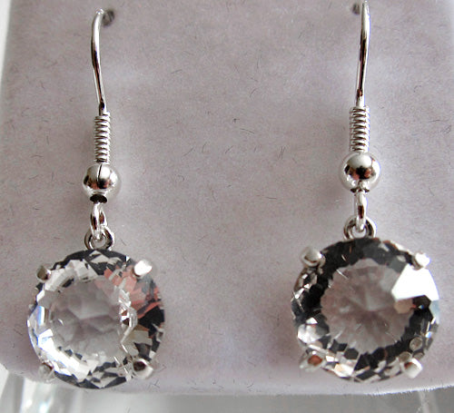 Clear Quartz Radiant Heart Hanging Earrings