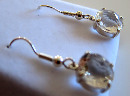 Clear Quartz Radiant Heart Hanging Earrings