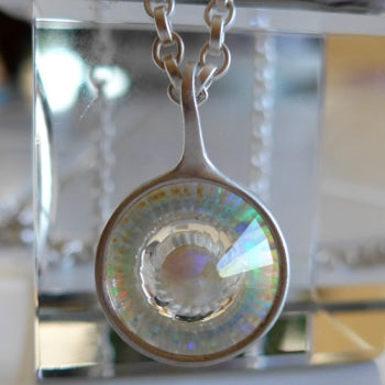 Brushed Silver Opal Wheel of Light Pendant by Brian Cook
