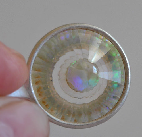Brushed Silver Opal Wheel of Light Pendant by Brian Cook