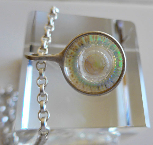 Brushed Silver Opal Wheel of Light Pendant by Brian Cook
