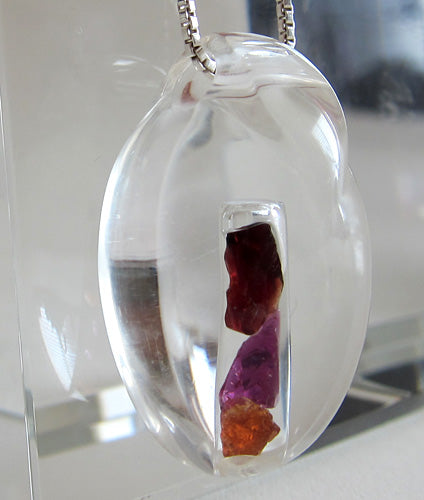 Anthill Pyrope Garnet Gemstone In Quartz Crystal Waterdrop Pendant