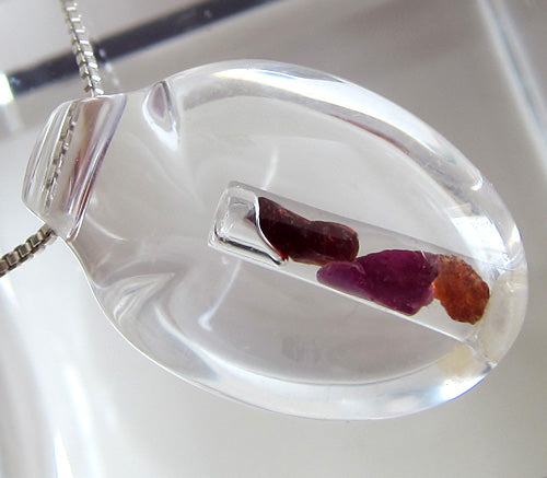 Anthill Pyrope Garnet Gemstone In Quartz Crystal Waterdrop Pendant